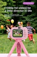 Appareil photo numérique Full HD pour enfants DLC, facile à utiliser, double objectif CMOS, filtre, MP3, motif licorne et dauphin, bouton de taille enfant