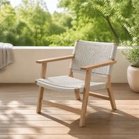Outdoor-Villa Garten Modernes Minimalistisches Holz-Metall-Rahmen Einzelsofa Wasserdicht Sonnenbeständig Freizeitmöbel Hotel
