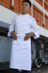 CHECKEDOUT Premium kalite yeni stil beyaz renk waffle kumaş uzun kollu şef ceketi ve otel ve restoran için şef üniforma