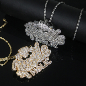 Collar con Colgante de Letras al por Mayor, Estilo Hustle <span class=keywords><strong>Holic</strong></span>, con Incrustaciones de Circonitas Cúbicas 5A, Joyería Hip Hop para Hombre - Product Image 5