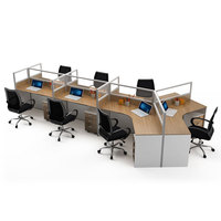 Mobili per Ufficio dal Design Moderno, Cubicoli per 3 Persone, Partizioni in Legno, Postazione di Lavoro, Scrivania Direzionale di Lusso