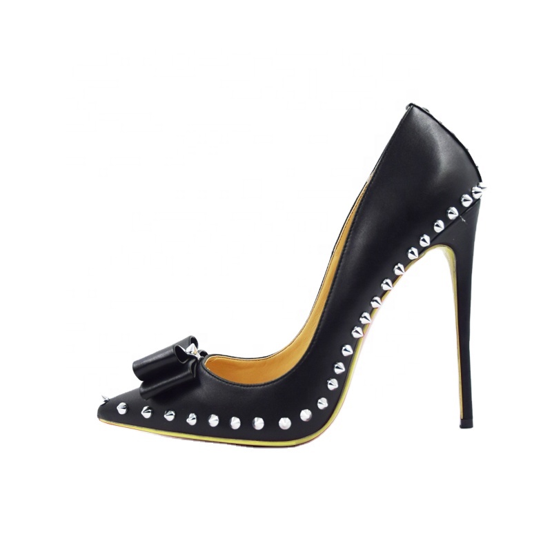 Piel Tacones Con Pinchos Zapatos De Tacón Alto Para Mujeres Con