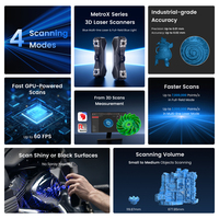 Escáner Láser 3D Revopoint MetroX Pro, Escaneo a Todo Color, Más de 30+15 Líneas Láser Azules, Ingeniería Inversa, Impresión 3D, Volumen de Construcción de 1 m