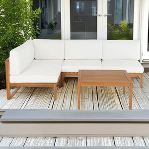 Juego de muebles minimalistas de madera de lujo para exteriores | Juego de café y sofás duraderos para hoteles, villas y patios | Hecho en Vietnam - Product Image 1