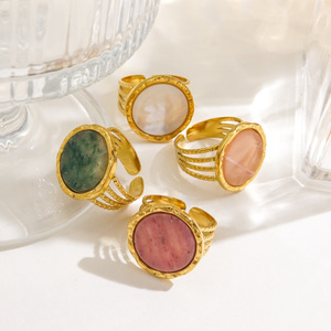 <span class=keywords><strong>Bague</strong></span> Statement Étanche en Acier Inoxydable avec Grand Cristal de Guérison Rond ou Ovale, Style Bohème, pour Femme - Product Image 3