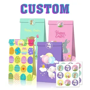 Party Paper Bag Custom Printed Logo Kraft Paper Pouch Bag Theme Party Birthday Party Decorations Kids Safari Paper Gift Bags