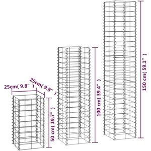 VidaXL Gabion <b>Wire</b> <b>Mesh</b> Set 6 Pieces Galvanized Alloy Steel Garden Retaining Wall Construction - Product Image 3