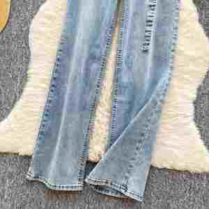 Pantalones vaqueros largos de cintura alta para mujer, teñidos, informales, transpirables, ecológicos, para primavera 2025, venta al por mayor para exteriores - Product Image 3