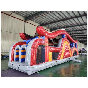 Nouveauté : <span class=keywords><strong>Parcours</strong></span> d'obstacles gonflable commercial rouge et gris marbré, combo château gonflable pour adultes et enfants, idéal pour événements publics - Product Image 3