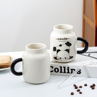 Taza de Cerámica de Porcelana con Diseño de Panda Creativo, 400 ml, Portátil, para Desayuno, Leche, Café, Linda Taza de Agua con Dibujos Animados, Regalo
