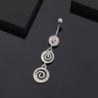 CRYSPURE 14g Piercings de nombril en acier inoxydable pour femmes, avec pendentifs CZ, Saturne, Flocon de neige, Gland, Bijoux de corps, Vente en gros OEM