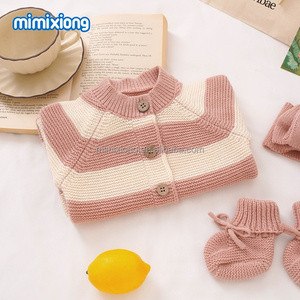 Conjunto de Mameluco y Zapatos a Rayas <span class=keywords><strong>para</strong></span> Bebé Mimixiong, 3 Piezas, Algodón, Caja de Regalo Clásica, Ropa de Punto Suave <span class=keywords><strong>para</strong></span> Recién Nacidos, Niño o Niña - Product Image 4