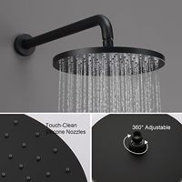 Système de douche mural ABS/Laiton/Acier inoxydable, 1 poignée, haute pression, 3 positions, douchette à main, noir mat