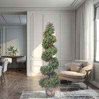Vente en gros d'herbe verte en plastique rouge orange fruit en spirale buis bonsaï plante artificielle arbre artificiel pour la décoration de la maison et du jardin