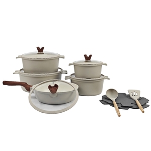 Cổ Phiếu Bán Buôn 15 Miếng Nhôm Nhà Bếp Nấu Ăn Pan Nồi Đặt Không Dính Bộ Đồ Nấu Nướng Với Biểu Tượng Tùy Chỉnh Và Màu Sắc - Product Image 3