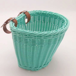 Cesta de <span class=keywords><strong>bicicleta</strong></span> tejida a mano, imitación de ratán, 23cm x 19cm x 17cm, soporte para manillar, color café Retro, duradera, para bicicletas eléctricas - Product Image 2