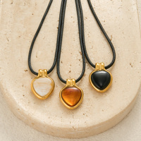 Nouvel ensemble de colliers tendance en pierre naturelle nordique et corde noire, Dazan INS, en acier inoxydable plaqué or PVD 18K, inaltérable, cadeau pour femme