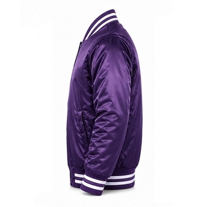 Purple <b>Men's</b> Satin <b>Jacket</b> Solid Color Custom Logo Satin Casual Wear Outerwear Regular Fit Comfortable Satin <b>Jacket</b> For <b>Men</b> - Product Image 3