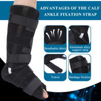 Attelle de cheville réglable et respirante avec sangle de fixation supérieure pour le mollet et support de pied pressurisé