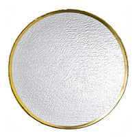 Assiettes de présentation en verre transparent effet craquelé avec bord doré, motif rond, pour mariages – Vente directe usine à prix abordable