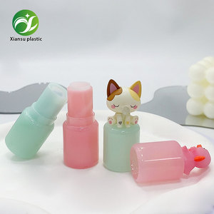 새로운 디자인 3.8g 어린이 만화 고양이 실린더 립밤 튜브 사용자 정의 귀여운 반짝이 액체 립스틱 용기 화장품 패키지 - Product Image 3