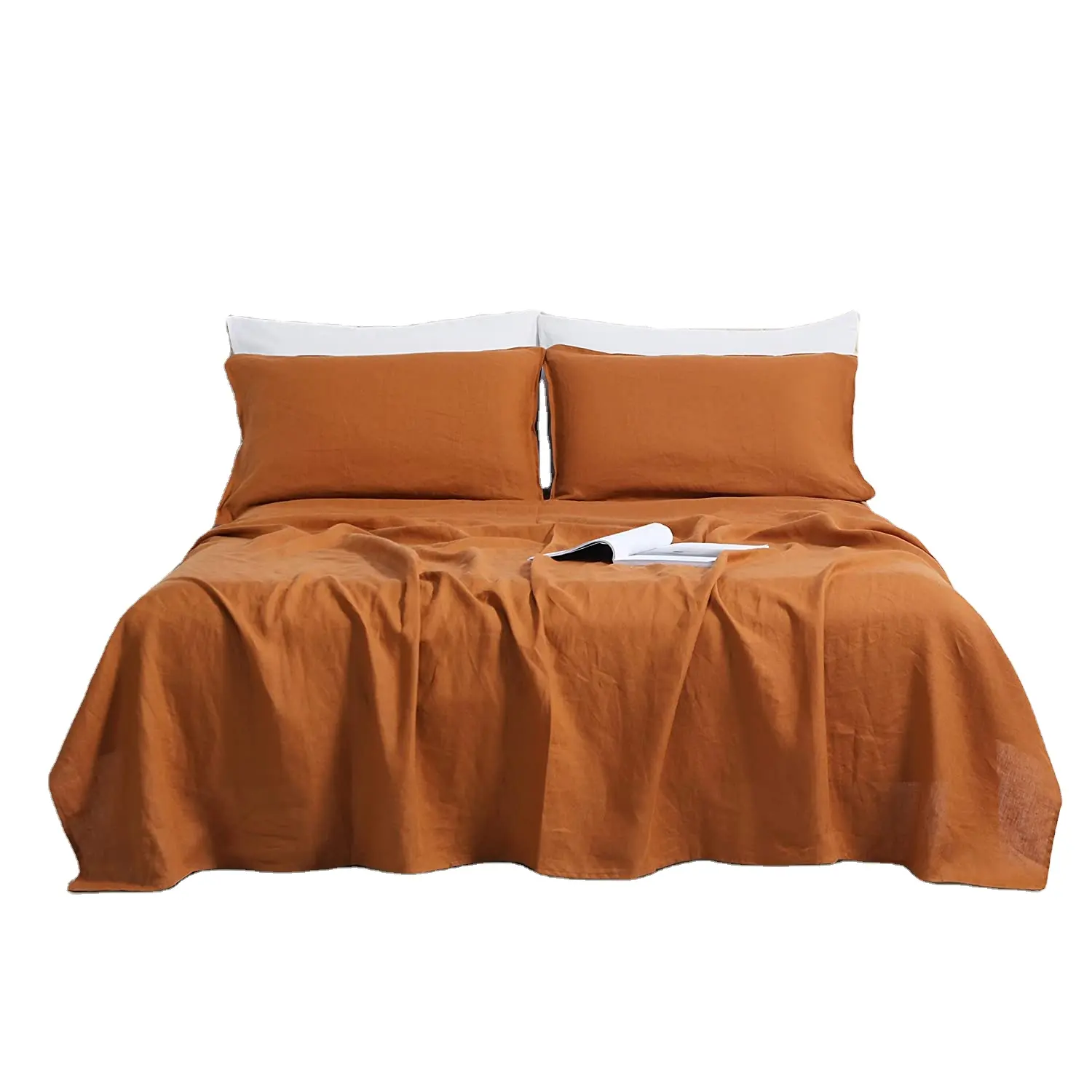 100% Stonewashed फ्रेंच सनी चादरें प्राकृतिक सन होटल सनी बिस्तर सेट