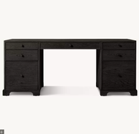 Bureau d'étude en chêne américain noir Genevieve avec tiroir, assemblé, pour bureau à domicile et salle d'étude