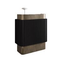 Bureau d'accueil moderne, durable, haut de gamme, en bois et acier inoxydable, pour salon de beauté, hôtel, centre commercial, noir, écologique, usage commercial