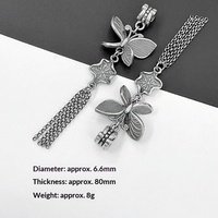Anneau de cheville vintage vieilli en verre imitation argent 37 avec pampille papillon DIY, accessoire de mode polyvalent