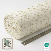 Tissu en mélange de lin et de coton respirant, biologique, sans MOQ, impression numérique personnalisée, rouleau de tissu en lin, vêtements pour femmes sur mesure