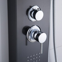 Ensemble de douche mural carré intelligent en acier inoxydable 304 moderne avec colonne de douche et pommeau de douche pluie pour salle de bain