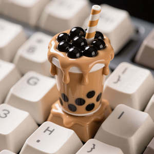 คีย์บอร์ดรูป<span class=keywords><strong>ชา</strong></span>นมไข่มุก3D ปรับแต่งได้หลากหลายสไตล์ความอยากอาหารปรับแต่งพวงกุญแจได้ - Product Image 2