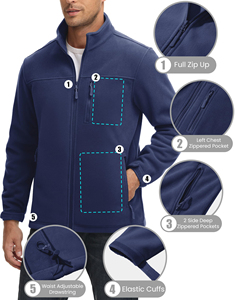 Giacche Invernali con Zip di Alta Qualità, Giacche in Pile Polare Personalizzate per <span class=keywords><strong>Uomo</strong></span>, Uniforme da Lavoro, Giacca <span class=keywords><strong>Senza</strong></span> <span class=keywords><strong>Cappuccio</strong></span> - Product Image 4