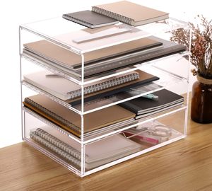 Rõ ràng Stackable bàn tổ chức <span class=keywords><strong>Acrylic</strong></span> thư giấy Khay tổ chức với trượt ngăn kéo cho văn phòng nhà - Product Image 5