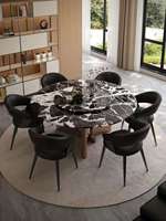 Table à manger en marbre italien luxueuse, pour appartement, avec chaises de salle à manger, table en acier inoxydable pour restaurant