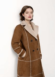 Trench in Shearling da donna alla moda Mustang lungo, marrone camoscio <span class=keywords><strong>con</strong></span> rifiniture in lana, <span class=keywords><strong>cappotto</strong></span> invernale alla moda - Product Image 2