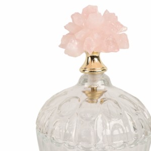 Bottiglia decorativa in vetro con coperchio a forma di fiore in pietra rosa per decorare la casa, il soggiorno, la camera da letto e la sala da pranzo - Product Image 5