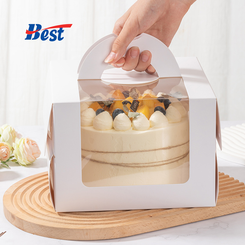 Custom Printed Logo Cake Boards and Boxes Disposable Recycle Packaging Cake Box With Handle