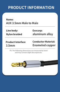 Câble audio auxiliaire 3,5 mm mâle de 1 m, tressé en nylon, portable, son Hi-Fi, pour téléphone et home cinéma – Meilleure vente - Product Image 6