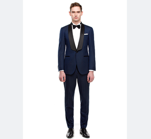 Magnifique smoking classique Veste pour homme à revers châle en satin avec poches en satin - Product Image 1
