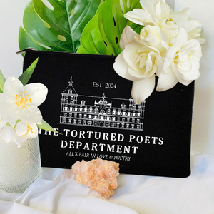 1 pièce Trousse de maquillage de voyage extra large en toile de coton personnalisée avec motif The Tortured Poets Department, à fermeture éclair, écologique et durable - Product Image 3