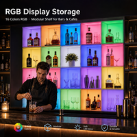 COOLQING Armoire à bar lumineuse de luxe à 16 couleurs RVB changeantes pour boîte de nuit, hôtel, restaurant, usine, armoire à vin en cube LED PE