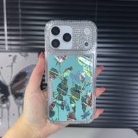Coque de luxe 360 en gros pour iPhone 18 17 16 15 14 13 Pro, protection d'objectif en strass scintillant, coque colorée en PC et TPU avec feuille d'or