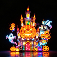 Lanternes géantes de dessin animé Zigong Huayi F-47, lanternes en forme de citrouille, lumières d'Halloween imperméables pour les lieux touristiques et les usages commerciaux