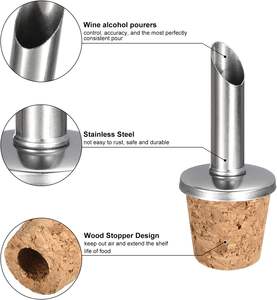 Bottiglie in acciaio inossidabile versatore di olio d'oliva beccuccio di sughero Design tappi per bottiglie di vino, vino versatore liquore beccuccio - Product Image 2