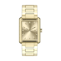 Montre carrée de luxe pour femmes, qualité supérieure, boîtier carré de 24,4 mm, mouvement à quartz japonais lumineux, montre carrée vintage en or clair