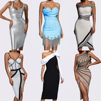 Fabricant de vêtements OEM personnalisé à la mode moulante à une épaule bandage d'anniversaire métallisé mini robe de cocktail sexy pour femmes