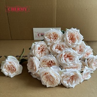 Fleur artificielle rose poudrée en soie, type litchi, à tige unique, pour décoration murale de mariage.