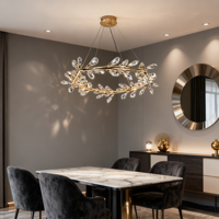 JACKSUN Branche Couronne K9 Lustre En Cristal Postmoderne De Luxe Pendentif En Cristal Lumière pour Salon et Chambre