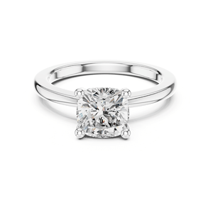 Bague de Fiançailles Classique de Luxe avec Coussin Solitaire en Moissanite et Diamant, Plaqué Argent Sterling 925, pour Mariage, Fête, Anniversaire - Product Image 1